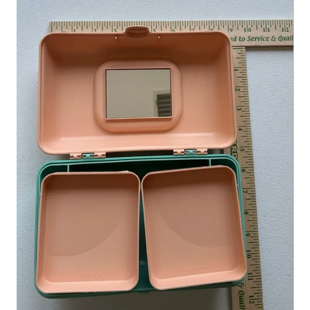 Vintage 90s Caboodles Pretty & Petite Mini Organizer Case Peach Mint Green Retro